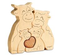 Rompecabezas de madera personalizado de vaca de las tierras altas, 4 piezas de vaca de las tierras altas, rompecabezas cálido para el hogar, regalos decorativos para el día del padre, día de la madre