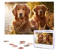 Rompecabezas de madera personalizado para adultos, 1000 piezas, rompecabezas de fotos, rompecabezas de dos Golden Retrievers personalizados, rompecabezas de boda para cumpleaños, Navidad