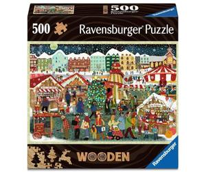 Rompecabezas de Madera Ravensburger 12001539, con diseño de Mercado navideño, 500 Piezas de Madera con robustas Piezas Individuales y 40 pequeños caprichos navideños, a Partir de 14 años