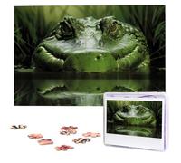 Rompecabezas de madera verde al acecho de Gator de 1000 piezas para adultos, interesantes, rompecabezas de fotos personalizados, regalo para vacaciones, cumpleaños, boda, aniversario