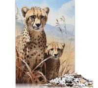 Rompecabezas de Madre Guepardo, decoración única para el hogar, Rompecabezas Rectangular de Papel para Adultos y Adolescentes, Regalo para el Día de la Madre, 1000 Piezas (26 x 38 cm)