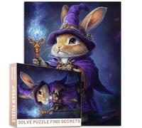 Rompecabezas de mago de conejo de túnica morada, arte de fantasía, 1000 piezas de 50 x 70 cm, ilustración de personajes de ensueño, rompecabezas coloridos para decoración del hogar, regalos