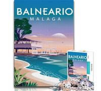 Rompecabezas de Málaga de 1000 Piezas para Adultos y Adolescentes, Juego de Preguntas y respuestas, decoración de Pared, cumpleaños y Navidad, 50x75cm