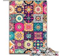 Rompecabezas de Mandala con Collage de Flores, 1000 Piezas para Adultos, Juguetes educativos, Juegos antiestrés, Regalos para el Amigo Invisible a Partir de 14 años 26x38cm