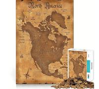 Rompecabezas de Mapa Antiguo de Estados Unidos de 1000 Piezas Diversión para estimular la concentración Tecnología Avanzada de Corte láser Ideal para Viajar Juego Mental (38x26cm)