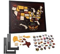 Rompecabezas de mapa de viaje de Estados Unidos (13 x 11 pulgadas) - Rompecabezas de madera de 50 estados para parejas y familias, regalo de historia estadounidense para 250 aniversario, decoración de