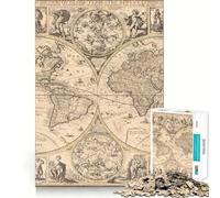 Rompecabezas de Mapa del Viejo Mundo para Adultos, 1000 Piezas, para Fortalecer la Memoria, Actividad para el hogar, Bordes limpios, Regalo Festivo (50x75cm)