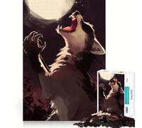 Rompecabezas de Mapache Aullando a la Luna para Adolescentes, 1000 Piezas, colección de Arte de Corte Claro, actualización de Recuerdo, Calma y relajación (50x75cm)