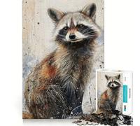 Rompecabezas de Mapache caprichoso de 1000 Piezas para Adolescentes Juego de concentración Mental Corte de precisión Bordes Suaves Juego para Rellenar Calcetines navideños (38x26cm)