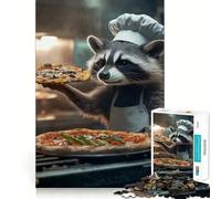 Rompecabezas de Mapache Chef de Pizza para Adultos, 1000 Piezas, Grupo de Habilidad Mental, Joya, Calidad, Borde, colección artística (38x26cm)