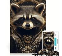 Rompecabezas de Mapache con Armadura Dorada para Adultos, 1000 Piezas, Juego Inteligente, Divertido y Relajante, Ideal para armar, Regalo preciado (38x26cm)