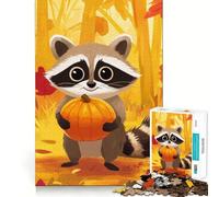 Rompecabezas de Mapache con Calabaza en otoño para Adultos, 1000 Piezas, para Fortalecer la Memoria, Divertido Montaje de imágenes, Coleccionable (50x75cm)