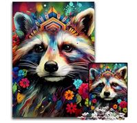 Rompecabezas de Mapache con Flores, 1000 Piezas para Adultos, de cartón, decoración del hogar y para Las Vacaciones, 26x38cm/10,23x14,96 Pulgadas.