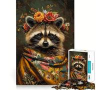 Rompecabezas de Mapache con Flores para Adultos, 1000 Piezas, para estimular la Memoria, Juego en Grupo, patrón de Montaje, Sorpresa navideña (38x26cm)