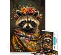 Rompecabezas de Mapache con Flores para Adultos, 1000 Piezas, Rompecabezas Mental, pasatiempo Relajante, Montaje de imágenes, Regalo Encantador (38x52cm)