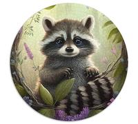 Rompecabezas de Mapache de 1000 Piezas, Rompecabezas Redondo de 1000 Piezas, Ideal para Parejas, Navidad, Año Nuevo y San Valentín, 67,5 x 67,5 cm.