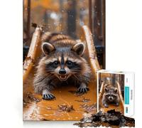 Rompecabezas de Mapache Deslizante de 1000 Piezas para Adolescentes Juego Inteligente para Pasar Tiempo en Familia Obra de Arte para armar 50x75cm