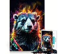 Rompecabezas de Mapache en Colores neón para Adolescentes, 1000 Piezas, colección de Arte Recall Upgrade Calm Relax Clear Cut (38x26cm)