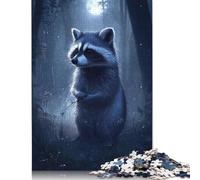 Rompecabezas de Mapache en el Bosque a la luz de la Luna, desafiante y Estimulante, de cartón 100% Reciclado, Ideal para cumpleaños de Adolescentes, 1000 Piezas (75 x 50 cm)