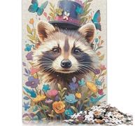 Rompecabezas de Mapache en Flor, decoración única para el hogar, 100% cartón Reciclado, Día del Niño, 1000 Piezas (75 x 50 cm)