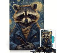 Rompecabezas de Mapache en la Noche Estrellada, 1000 Piezas, para Adolescentes, Juguete para desarrollar la lógica, diversión Relajante, Corte preciso, Regalo artístico (38x26cm)