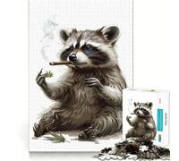 Rompecabezas de Mapache fumando Cannabis de 1000 Piezas para Adolescentes Juguete de lógica Fina, fácil de Usar, con Bordes limpios, Ideal para Festivales (38x26cm)