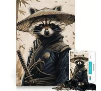 Rompecabezas de Mapache Guerrero samurái para Adultos, 1000 Piezas, Rompecabezas Mental, pasatiempo Relajante, Montaje de imágenes, Regalo Encantador (50x75cm)