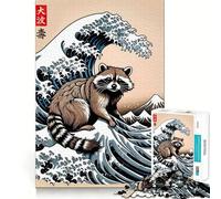 Rompecabezas de Mapache La Gran Ola de 1000 Piezas para Adultos Juguete para ejercitar la Mente y Relajarse Corte de precisión Regalo Elegante (38x26cm)