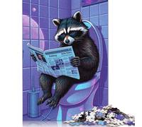 Rompecabezas de Mapache Leyendo en el Inodoro, de Papel 100% Reciclado, Rectangular, para Adultos y Adolescentes, 1000 Piezas (75 x 50 cm)