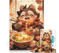 Rompecabezas de Mapache Ramen de 1000 Piezas para Adultos Juego Mental Pasatiempo en casa Bordes limpios Un Regalo Encantador (50x75cm)