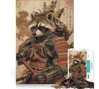 Rompecabezas de Mapache samurái de 1000 Piezas para Adultos Ayuda a Mejorar la Memoria y Alivia la ansiedad Diseño artístico para armar Regalo (38x26cm)