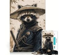 Rompecabezas de Mapache samurái de 1000 Piezas para Adultos Mejora la Memoria Diversión Tranquila Corte de Primera Calidad Regalo Memorable (38x52cm)