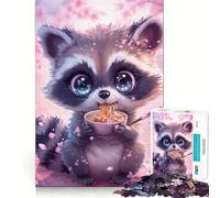Rompecabezas de Mapache y Flores de Cerezo de 1000 Piezas para Adolescentes Juguete de lógica Fina, fácil de Usar, con Bordes limpios, Ideal para Festivales (38x26cm)