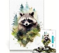 Rompecabezas de mapaches en Acuarela para Adultos 1000 Piezas Juego Estimulante Estructura de Encaje precisa fácil de Aprender diversión para Toda la Familia (50x75cm)