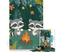 Rompecabezas de mapaches para fogata para Adultos, 1000 Piezas, Juego Inteligente, Divertido y Relajante, Ideal para armar, Regalo preciado (38x26cm)