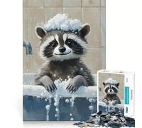 Rompecabezas de mapaches para la Hora del baño para Adultos, 1000 Piezas, para Fortalecer la Memoria, Divertido Montaje de imágenes, artículo de Arte Coleccionable (38x52cm)