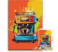 Rompecabezas de máquina de café Pop Art para Adultos, 1000 Piezas, Aprendizaje Interactivo, Actividad Divertida, Regalo conmovedor e inolvidable, tamaño 38x52cm