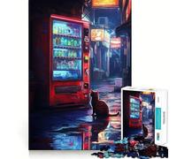 Rompecabezas de máquina expendedora de Noche lluviosa para Adolescentes, 1000 Piezas, Recall Upgrade, Calm Relax, Clear Cut Art Collection Piece (50x75cm)