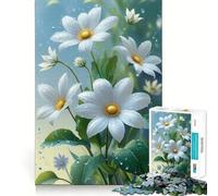 Rompecabezas de Margaritas Blancas con Gotas de Agua para Adultos 1000 Piezas Juego de Memoria Cerebral Cortado con láser para un Ajuste Perfecto aliviar el estrés (50x75cm)