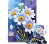 Rompecabezas de Margaritas Blancas para Adultos, 1000 Piezas, diseño Floral, Ideal para Relajarse y Mejorar la concentración Corte Suave Regalo de Invierno (38x26cm)