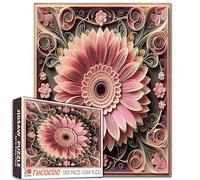 Rompecabezas de margaritas de gerbera rosa, 1000 piezas para adultos, flores, hojas, plantas, rompecabezas educativo, imposible, difícil, desafiante para adultos, desafío cerebral, 19.7 x 27.6