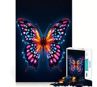 Rompecabezas de Mariposa neón de 1000 Piezas para Adolescentes Ayuda a desarrollar la Memoria, diseño fácil de armar, Regalo entrañable (38x26cm)