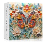 Rompecabezas de Mariposa Vintage para Adultos, Rompecabezas de Flores de jardín de Mariposas de Naturaleza, Arte Cortado en Papel, Rompecabezas de alas Coloridas, Rompecabezas de 1000 Piezas,