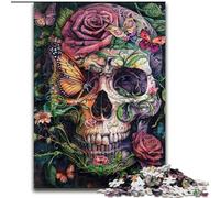 Rompecabezas de Mariposa y Calavera gótica Rosa para Adultos y Adolescentes, 1000 Piezas Juguete Educativo antiestrés Toda la Familia (50x75cm)