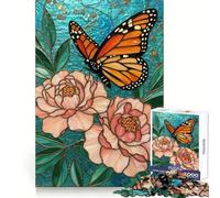 Rompecabezas de Mariposas con vitrales para Adolescentes,1000 Piezas,Ejercicio Inteligente,Entretenimiento Tranquilo,Cierre sin Fisuras,Sorpresa de cumpleaños (38x26cm)