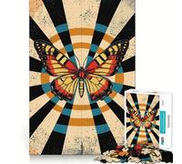 Rompecabezas de Mariposas Vintage de 1000 Piezas Juego de concentración Mental Corte de precisión Bordes Lisos Actividad Absorbente para Noches tranquilas (38x26cm)