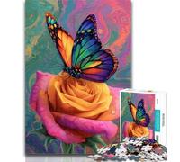 Rompecabezas de Mariposas y Rosas para Adolescentes, 1000 Piezas, Adolescentes, Juego Educativo, Juguete de desafío, decoración única para el hogar y Regalos, 26x38cm