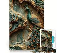 Rompecabezas de mármol con diseño de Pavo Real, 1000 Piezas, para Adolescentes, para Fortalecer la Memoria, para el hogar, para el Ocio, con Bordes limpios, un Regalo entrañable (38x26cm)
