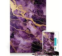 Rompecabezas de mármol Morado y Dorado de 1000 Piezas para Adolescentes Juguete Educativo para Toda la Familia Corte de Calidad Regalo Elegante (38x26cm)