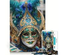 Rompecabezas de máscara de Carnaval Veneciana con Plumas para Adultos,1000 Piezas,Juego de Memoria,Ajuste Firme,Montaje Seguro,Juego de construcción de Conexiones significativas (38x52cm)